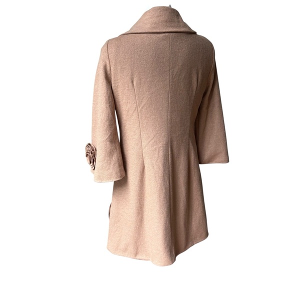 Vintage Radzoli Floral Appliqué Polyester/Wool Blend Wide Collar Coat, Sz L - Picture 4 of 15